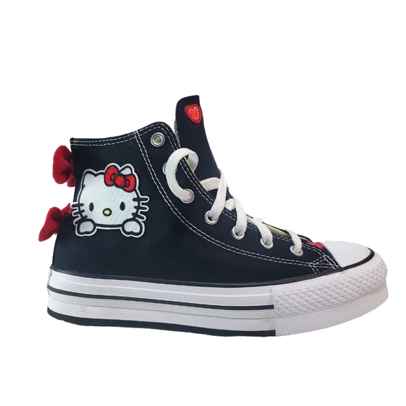 Converse Girls Chuck Taylor All Star High Top Custom Made Hello Kitty Sneakers - Picture 5 of 8